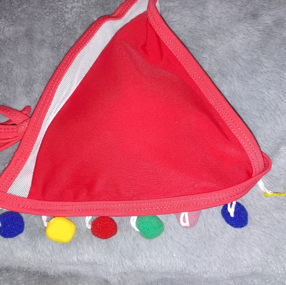 Cute red pompom high waisted bikini NEW - Picture 9 of 9
